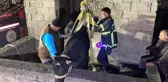 Yaramaz tosun balkonda mahsur kaldı