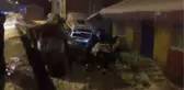 Yoldan çıkan tır evin bahçesine devrildi
