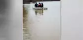 Şiddetli yağışta mahsur kalan hayvanları AFAD ekipleri kurtardı