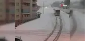 Yolcu otobüsü buzlanan yolda böyle kaydı