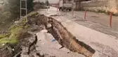 Aşırı yağış nedeniyle yolda çökme oluştu