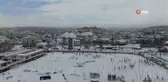 Gaziantep'te çileye dönüşen kar havadan görüntülendi