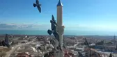 Yıldırım düşmesi sonucu yanan caminin minaresi yenilendi