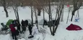 Eksi 10 derece soğukta kamp keyfi