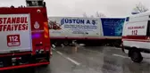 Büyükçekmece'de seyir halindeki tır yan döndü