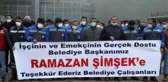 Belediye personeli, en düşük maaşın 5 bin 55 TL olmasının ardından Başkan'ı pankartla karşıladı