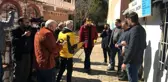 Milas'ta kundaklanan kulüp binası önünde açıklama yapıldı