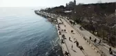 CADDEBOSTAN SAHİLİ'NDE YOĞUNLUK HAVADAN GÖRÜNTÜLENDİ