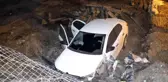 Kontrolden çıkan otomobil kütük dolu alana uçtu: 1 yaralı