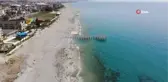 Deniz suyu çekildi... Sular altında kalan kayalıklar gün yüzüne çıktı