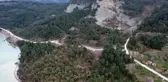 Kar sularının erimesiyle dağın büyük bölümü kaydı, yol ulaşıma kapandı