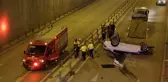 10 metre yükseklikten alt geçide düşen otomobildeki 3 kişi yaralandı
