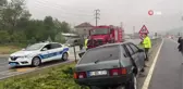Otomobil beton bloğa saplandı: 1 yaralı