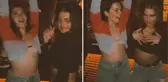 İç çamaşırsız hırka giyen Aslı Bekiroğlu, kıyafetine aldırış etmeden zıplaya zıplaya dans etti