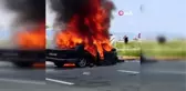 Trabzon'da kamyonetle çarpışan otomobilde yangın çıktı