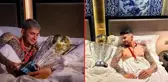 Lewandowski'ye nispet yaptılar! Trabzonsporlu futbolculardan yatakta kupa pozu