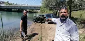Otomobil ırmağa uçmaktan çamura saplanarak kurtuldu, sürücüsü polisi çileden çıkardı