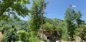 Elektrik direğini yıkılmasın diye önce eve bağladı, sonra kalasla sağlamlaştırdı
