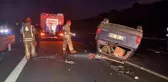 Kuzey Marmara Otoyolu'nda takla atan otomobil metrelerce sürüklendi: 2 yaralı