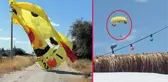 Havada panik anları! Tekneye bağlı paraşütün ipi koptu, turistler yaralandı