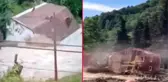 Görüntü Kastamonu'dan! Sular, önüne kattığı bina ve camiyi böyle götürdü