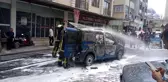 Biga'da jandarmaya ait araç yandı