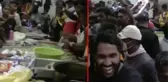 Görüntüler Sri Lanka'dan! Başkanlık sarayını basan binlerce gösterici mutfaktaki yemekleri yedi