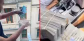 Beyoğlu'ndaki otelin penceresinden tomar tomar dolar saçan şahıs yakalandı