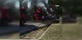 Saman yüklü tır alev topuna döndü... Yangın ormanlık alana da sıçradı