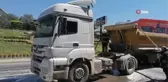 Balataları ısınan tır alev aldı