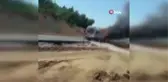 Servis aracı hareket halinde alev aldı