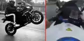 Motosikletle tek teker üzerinde gitmeye çalışırken kaza yapan sürücünün son anları kamerada