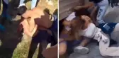 Bir tarafta kızlar, diğer tarafta erkekler! Aynı ilçeden gelen kavga görüntüleri pes dedirtti