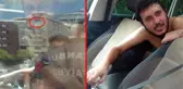 Sıcağın altında araçta mahsur kaldı! Hava almakta zorlanırken bir de sigara içmeye başladı