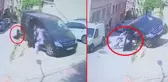 El freni çekilmeyen VIP minibüs az kalsın üzerlerine düşüyordu! Kadınlar facia önledi