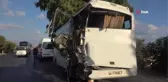 Antalya haber... Alanya'da tur otobüsü yolcu indiren servise çarptı