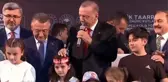 Toplu açılış töreninde Cumhurbaşkanı Erdoğan ile çocuklar arasındaki diyalog izleyenleri tebessüm ettirdi