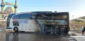 Seyir halindeki otobüs alev alev yandı