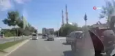Araca çarpmamak için motosikletini devirdi...O anlar kamerada