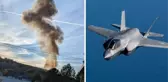 ABD'de F35 savaş uçağı piste iniş yaptığı sırada yere çakıldı