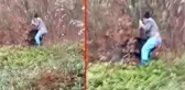 Ormanda odun kesen muhtara domuz saldırısı! Saniye saniye kamerada