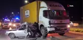 Manisa'da kamyonun çarptığı otomobil hurdaya döndü: 1 yaralı