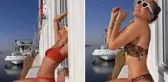 Kim der 46 yaşında! Burcu Esmersoy rengarenk bikinileriyle şov yaptı