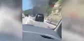 Seyir halinde alev alan lüks cip yanarak kullanılamaz hale geldi