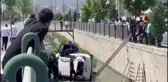 Kontrolden çıkan otomobil kanala uçtu: 1 yaralı