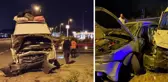 Aynı istikamete giden minibüs ile otomobil çarpıştı: 16 yaralı