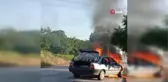 Seyir halindeki otomobil alev alev yandı