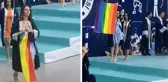 Kız öğrenci eteğine sakladığı LGBT bayrağını sahnede açtı! Törene damga vuran olay sonrası üniversite harekete geçti