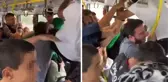 Metrobüste 'uçan tekmeli' yer verme kavgası! O anlar kamerada