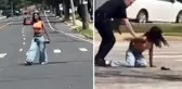 ABD polisi, elinde silahla yol ortasında yürüyen kadını otomobille çarparak etkisiz hale getirdi